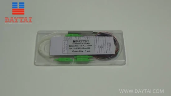 Preço de fábrica mini divisor óptico passivo tubo de aço 0,9 mm Sc/APC 1X8 divisor PLC de fibra óptica